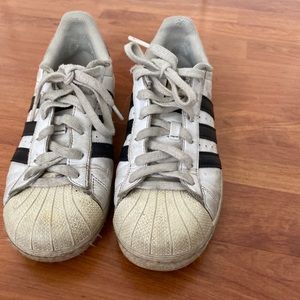 white with black stripes adidas allstars